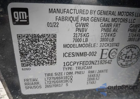 2022 Chevrolet Silverado 1500 Ltd 4Wd Short Bed Lt Trail Boss/4Wd Standard Bed Lt Trail Boss z USA, uszkodzony, nr VIN 1GCPYFED3NZ182642